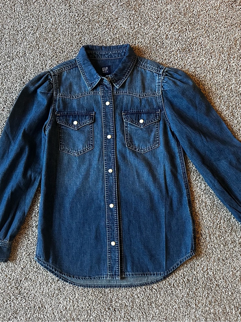 GAP Dark Blue Denim Button-Up Shirt for Girls